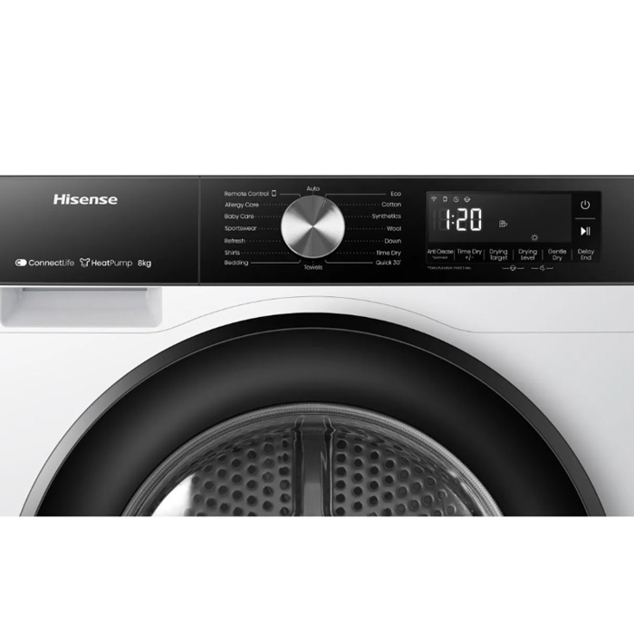 Stegotirio Rouxon Hisense DH3S802BW2 8 kg D me antlia thermotitas.